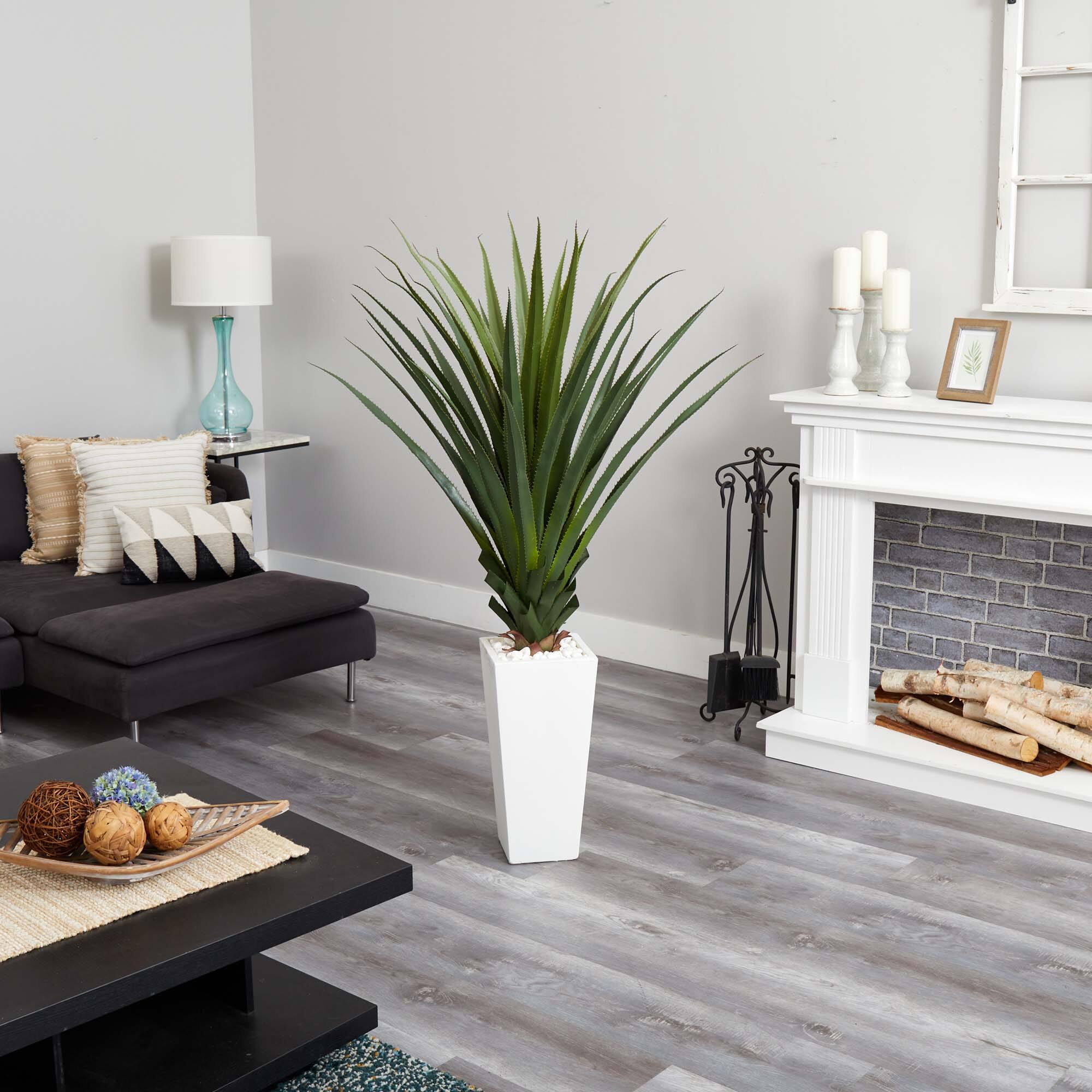 5ft. Spiky Agave Plant in White Tower Planter